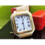 Cartier Paris Santos Gold Plated Desk Clock & Case