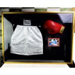 Muhammad Ali Signed Everlast Boxing Glove & Shorts Montage