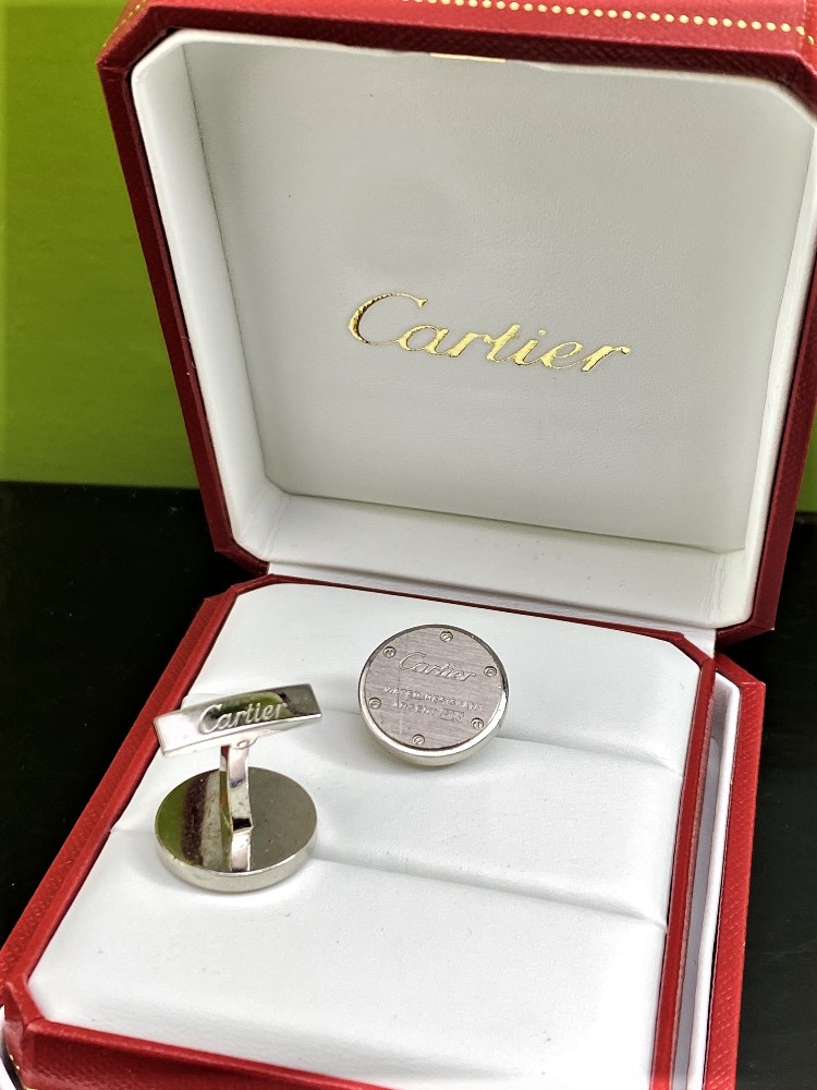 Cartier Sterling Silver Cufflinks "Water Resistant 925" Edition - Image 2 of 4
