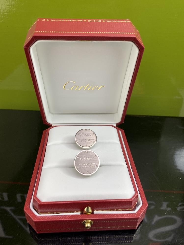 Cartier Sterling Silver Cufflinks "Water Resistant 925" Edition - Image 3 of 4