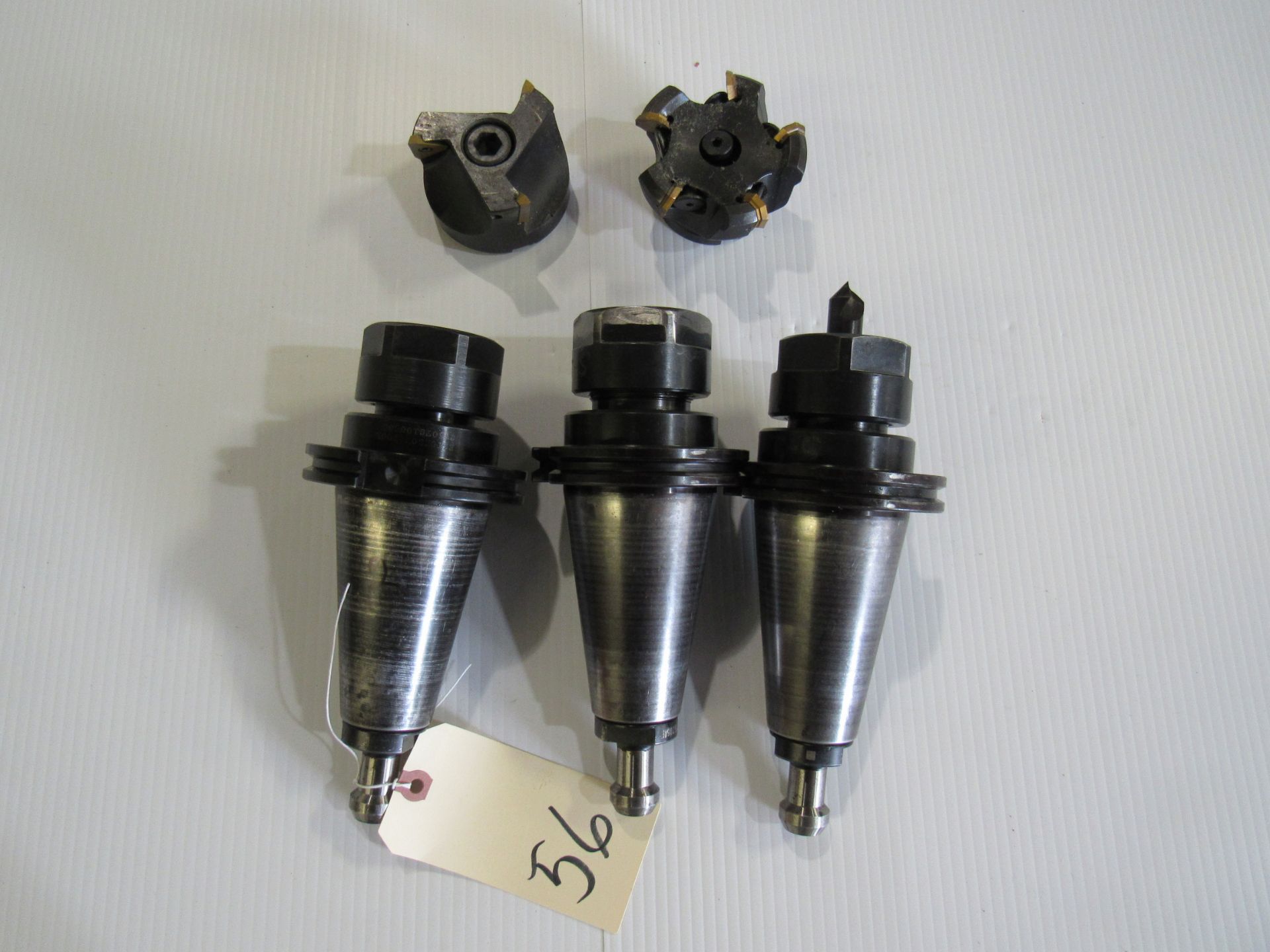 Lot - 3 Cat 50 Tool Holders w/ 2 Face Mills