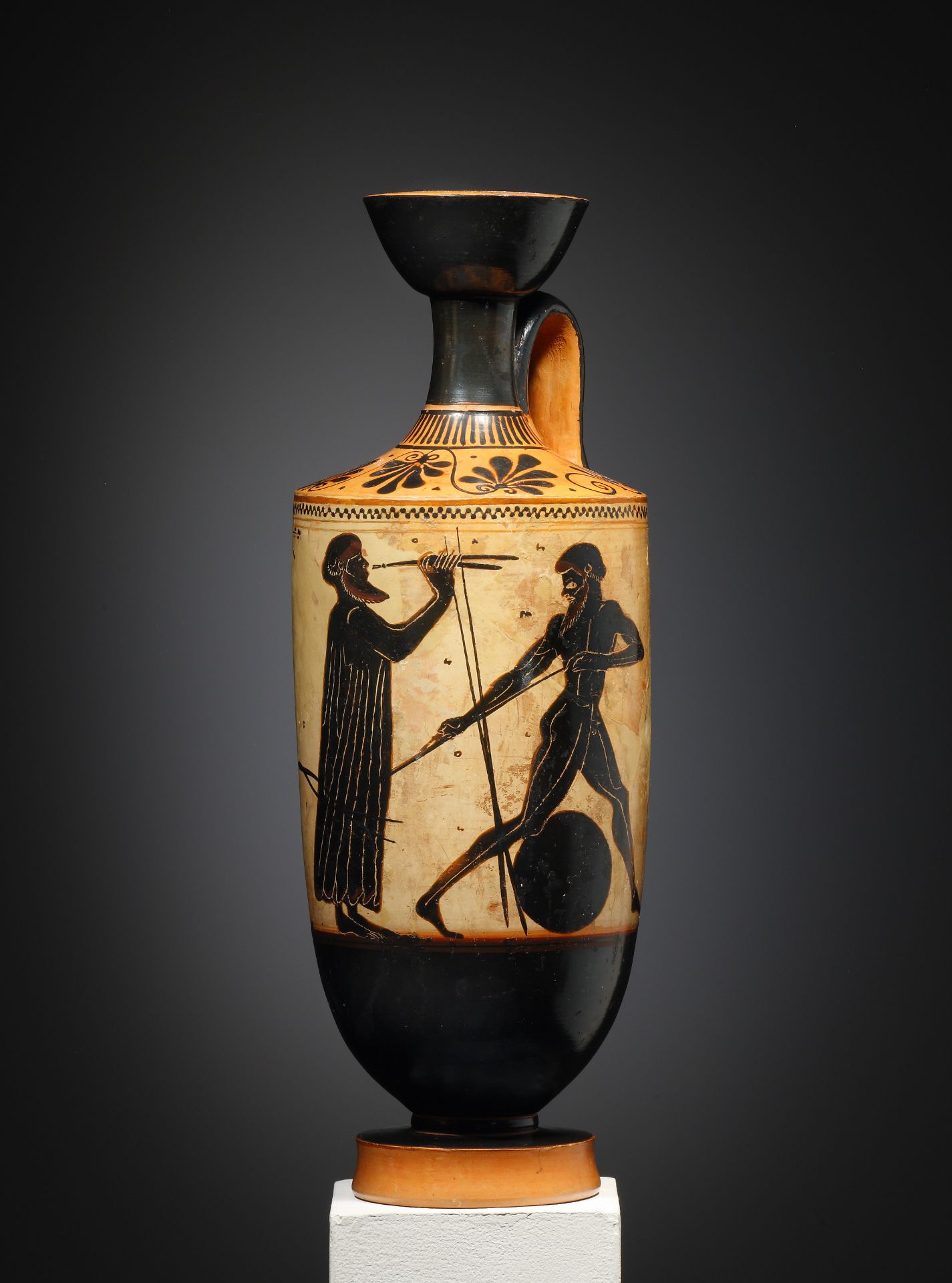 An Attic Black-figure White-ground Lekythos, Attributed to the Athena Painter
