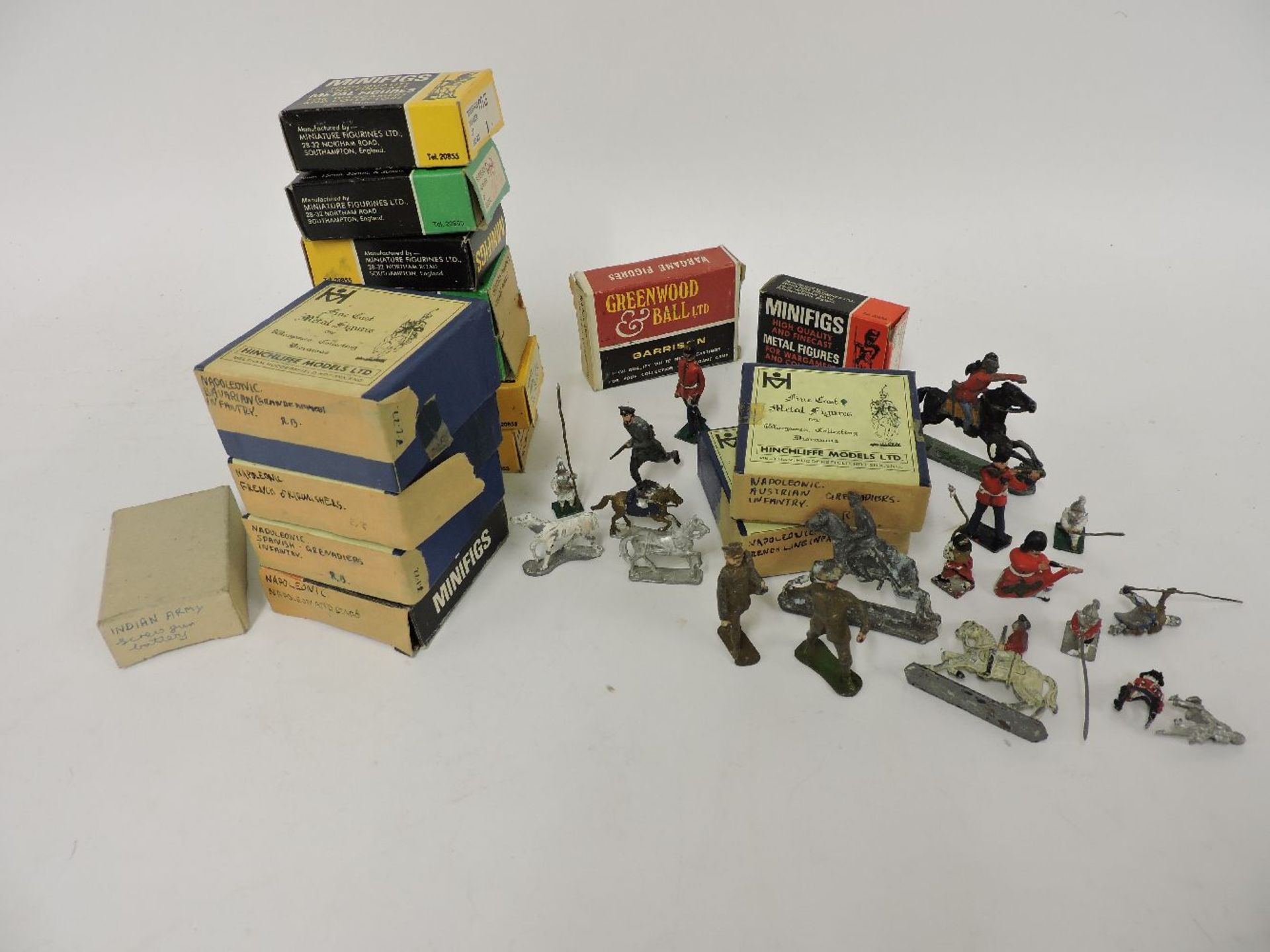 A quantity of die cast soldiers, Greenwood & Ball, Minifigs, Hinchliffe, etc