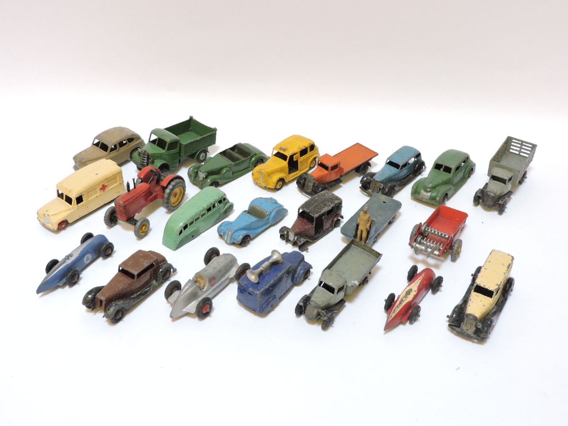 Pre-war Dinky toys, Jep clockwork racing car, poor condition, various games, etc