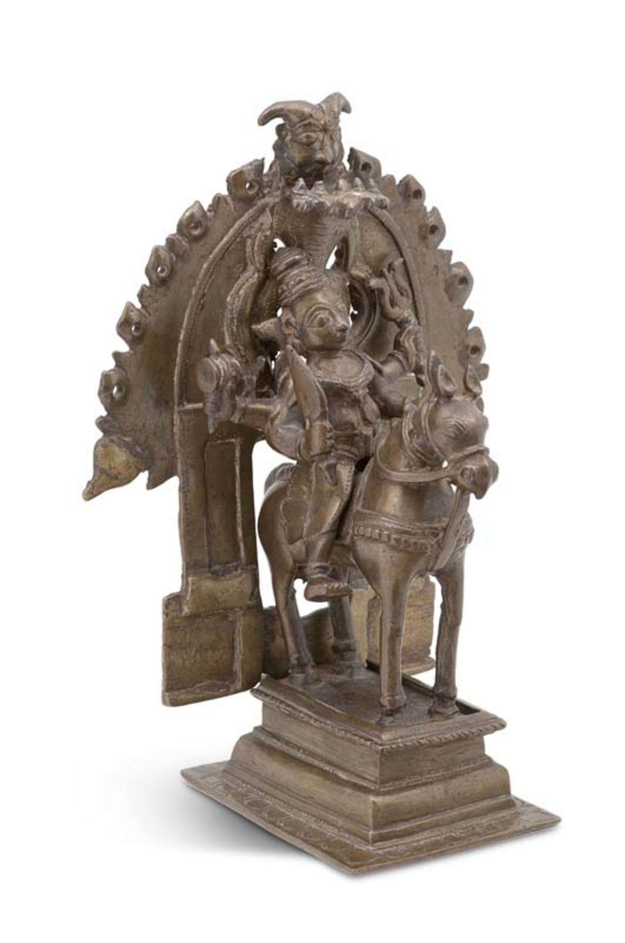 Asiatika - Indien - - Virabhadra Relief u. Khandoba auf Pferd mit Prabha (3-teilig). 19. Jhd. 24,5 x