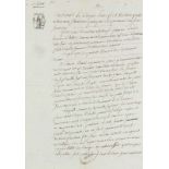 Sade, Donatien-Alphonse-François, Marquis de. Dokument mit eigenhändiger Notiz. Französ. Handschrift