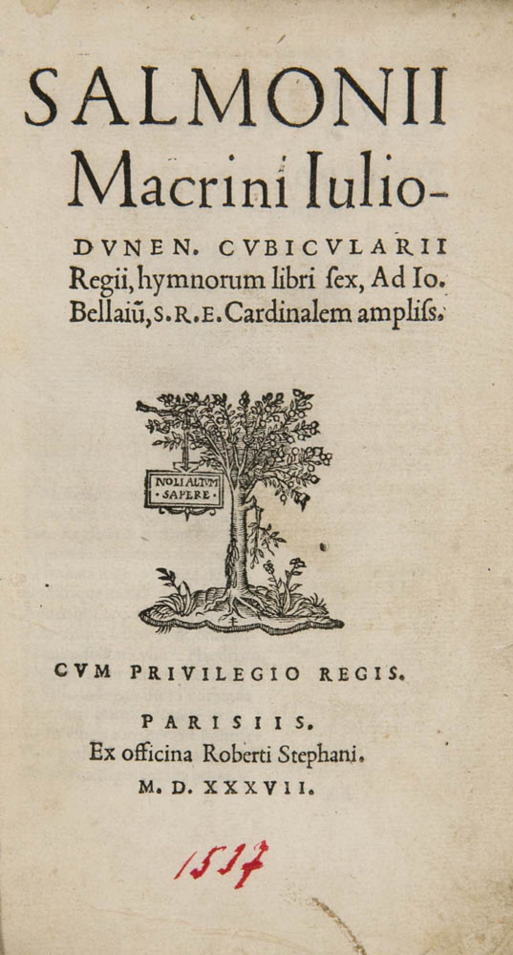 Macrin, Jean Salmon. Salmonii Macrini Juliodunen(sis) Cubicularii Regii, hymnorum libri sex, Ad