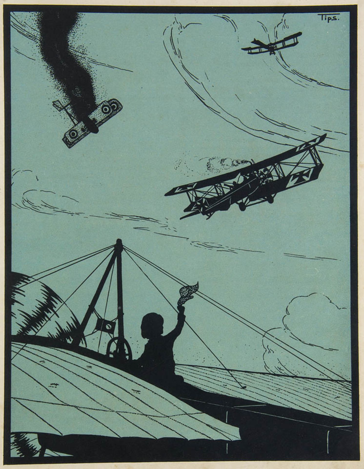 Bauer, Karl. Der Fliegerfritz. Gereimt von Karl Bauer, illustriert mit 8 ganzseitigen Schattenrissen