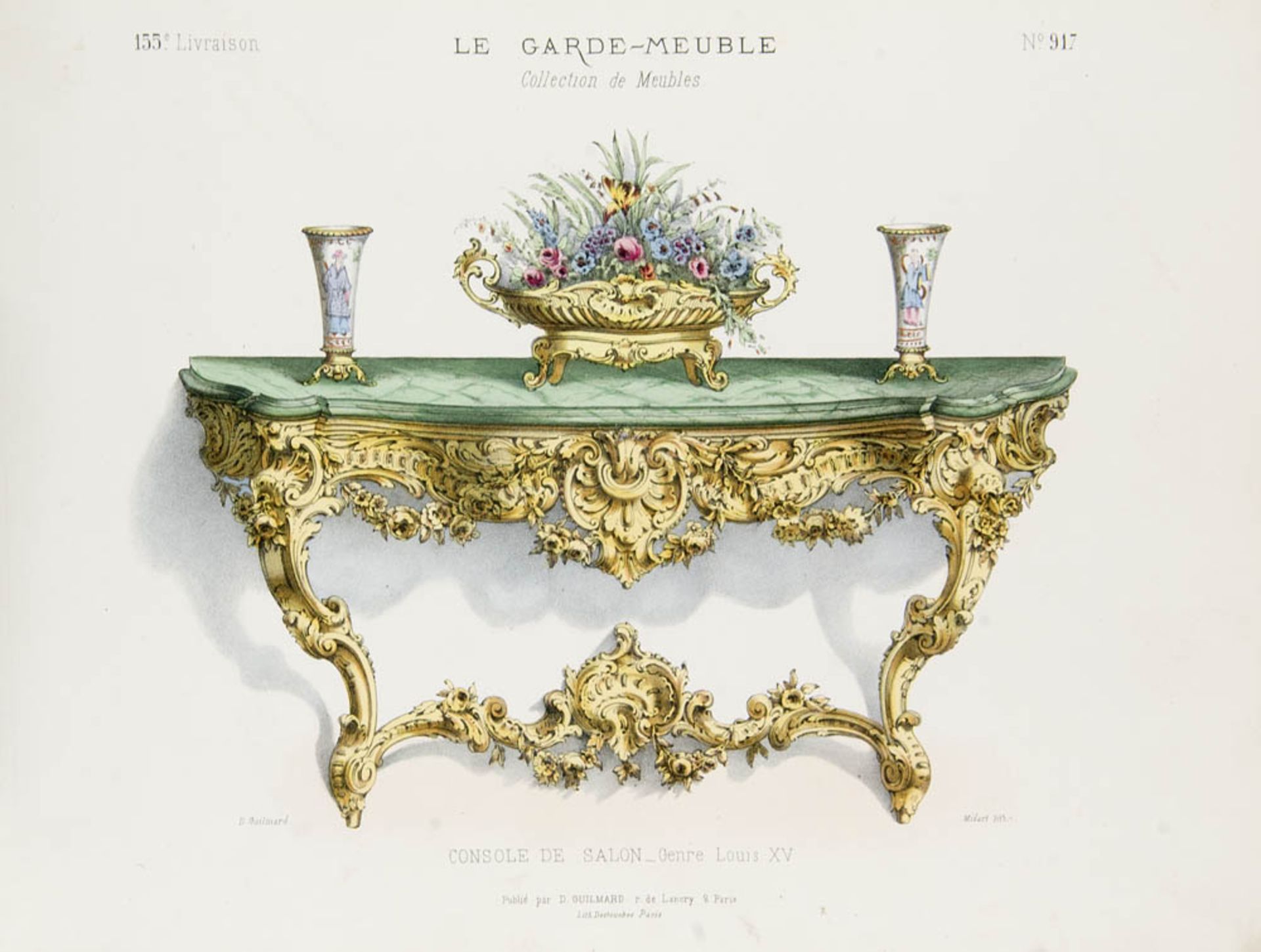 Möbel - - Guilmard, Désiré. Le Garde-meuble ancien et moderne. (Salon Louis XV DTitel). Mit 56