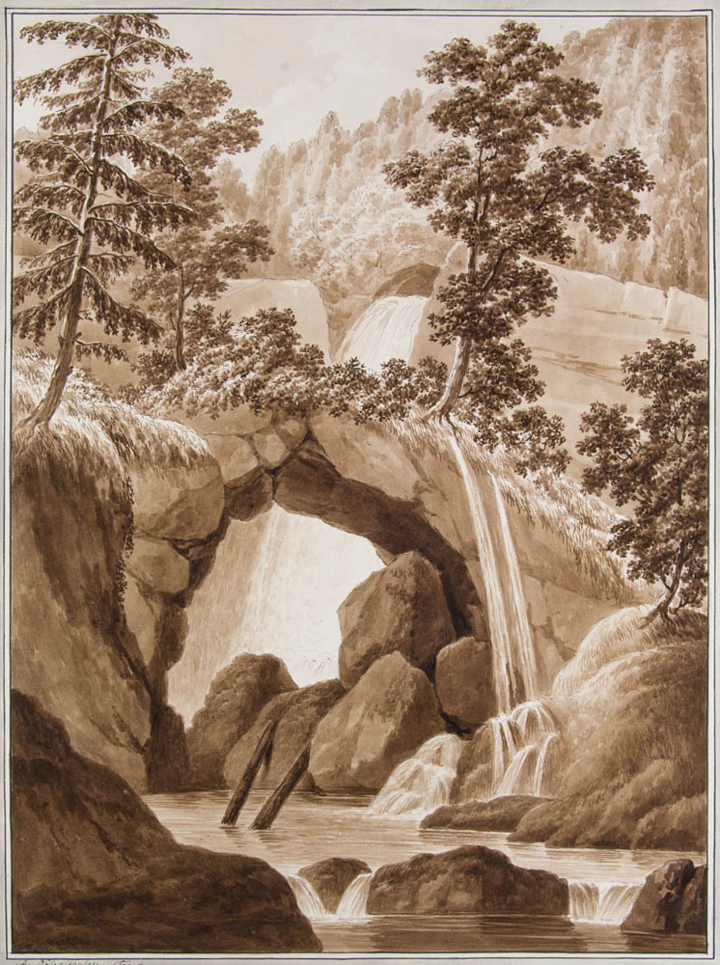 Schweiz - - Zingg, Adrian - Schule. (1734 St. Gallen - 1816 Leipzig). Waldlandschaft mit figürlicher