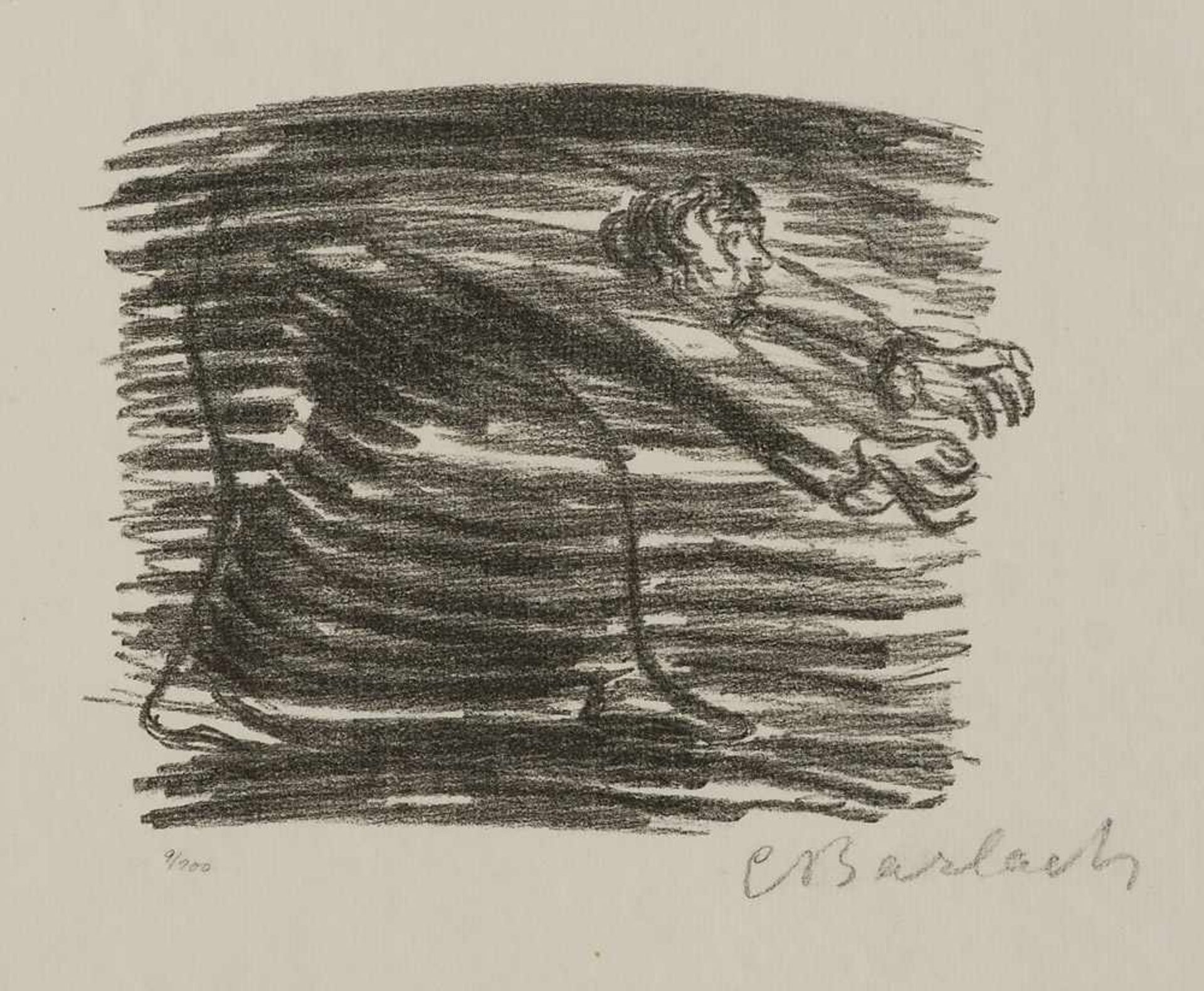 Barlach, Ernst. (1870 Wedel - 1938 Rostock). Gang im Schatten. 1922. Lithographie auf cremefarbenem
