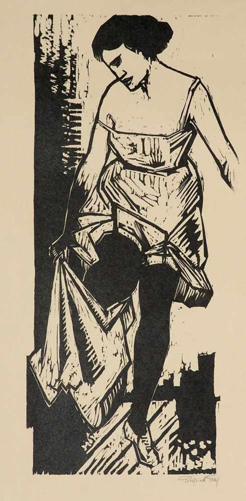 Expressionismus - - Graf, Gottfried. (1881 Mengen - 1938 Stuttgart). Sich entkleidende Frau. 1925.