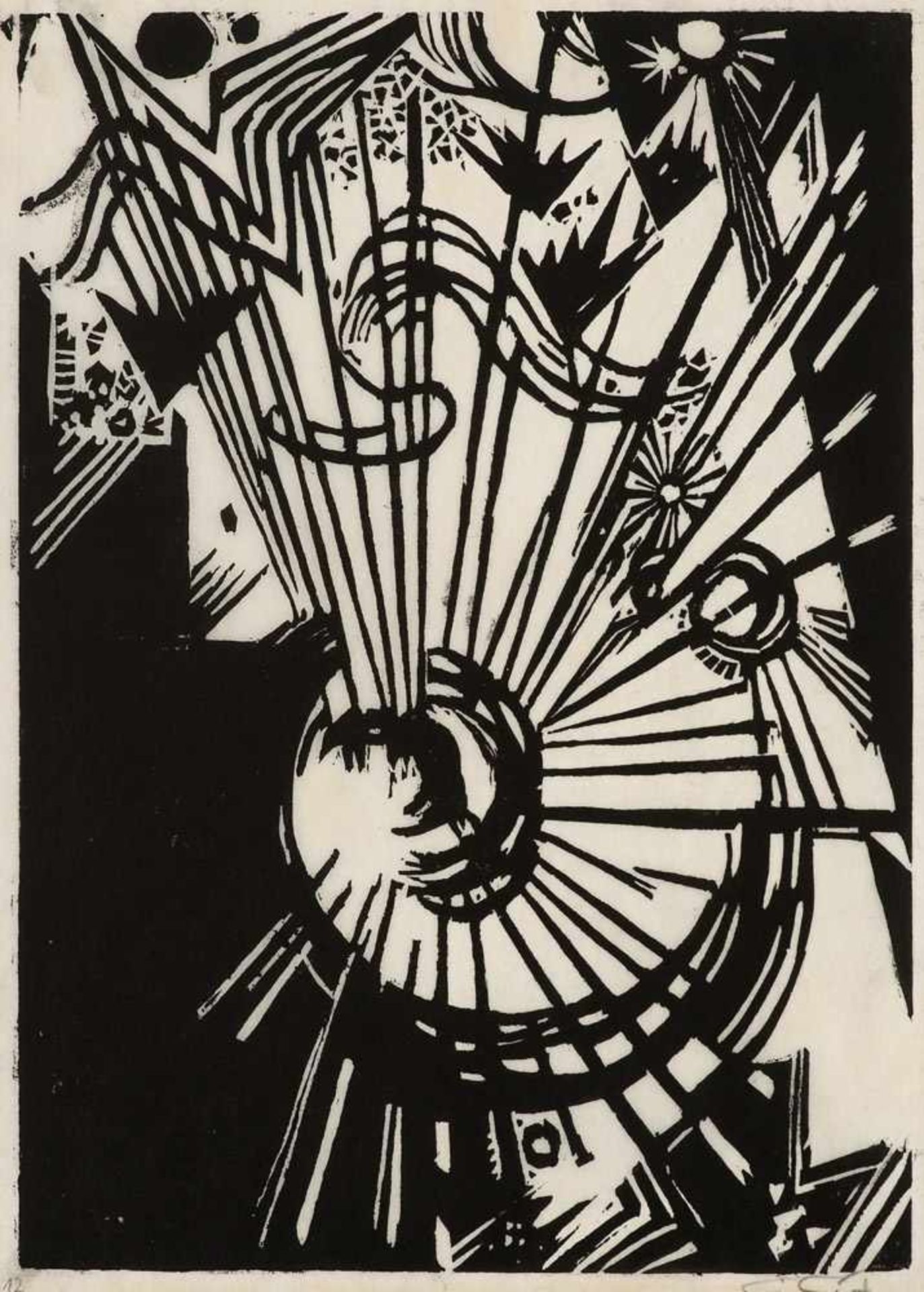 Expressionismus Graf, Gottfried (1881 Mengen - 1938 Stuttgart)Strahlendes. 1917. Holzschnitt auf