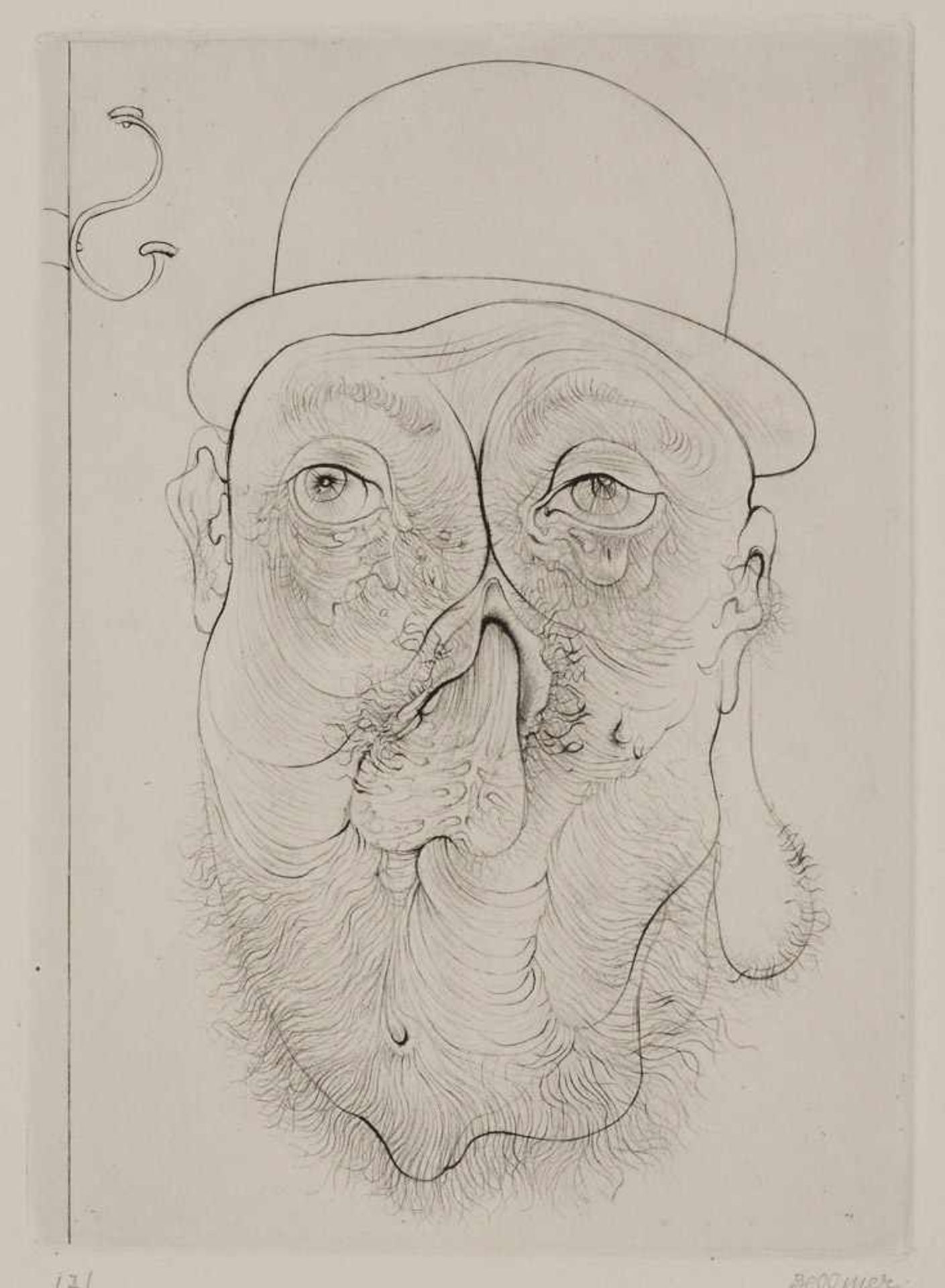 Sammlung von 4 Graphiken von Hans Bellmer, Horst Janssen, Jürgen Brodwolf und Lambert Maria