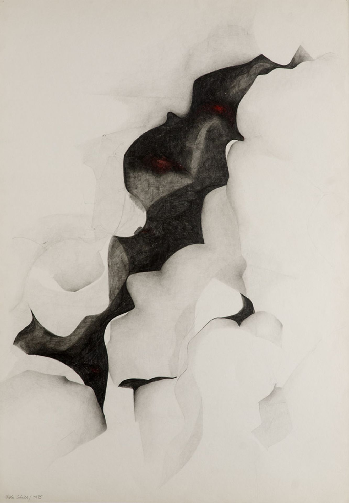 Schill, Viola (1944 Berlin)In Motion 1. 1975. Graphit auf cremefarbenem Papier. 100 x 70 cm. Unten