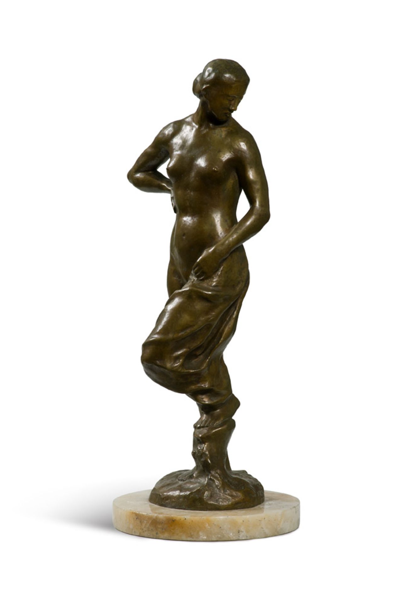 Kluge, Kurt. (1886 Leipzig - 1940 tätig in Berlin). Stehender weiblicher Akt. 1923. Bronzeskulptur