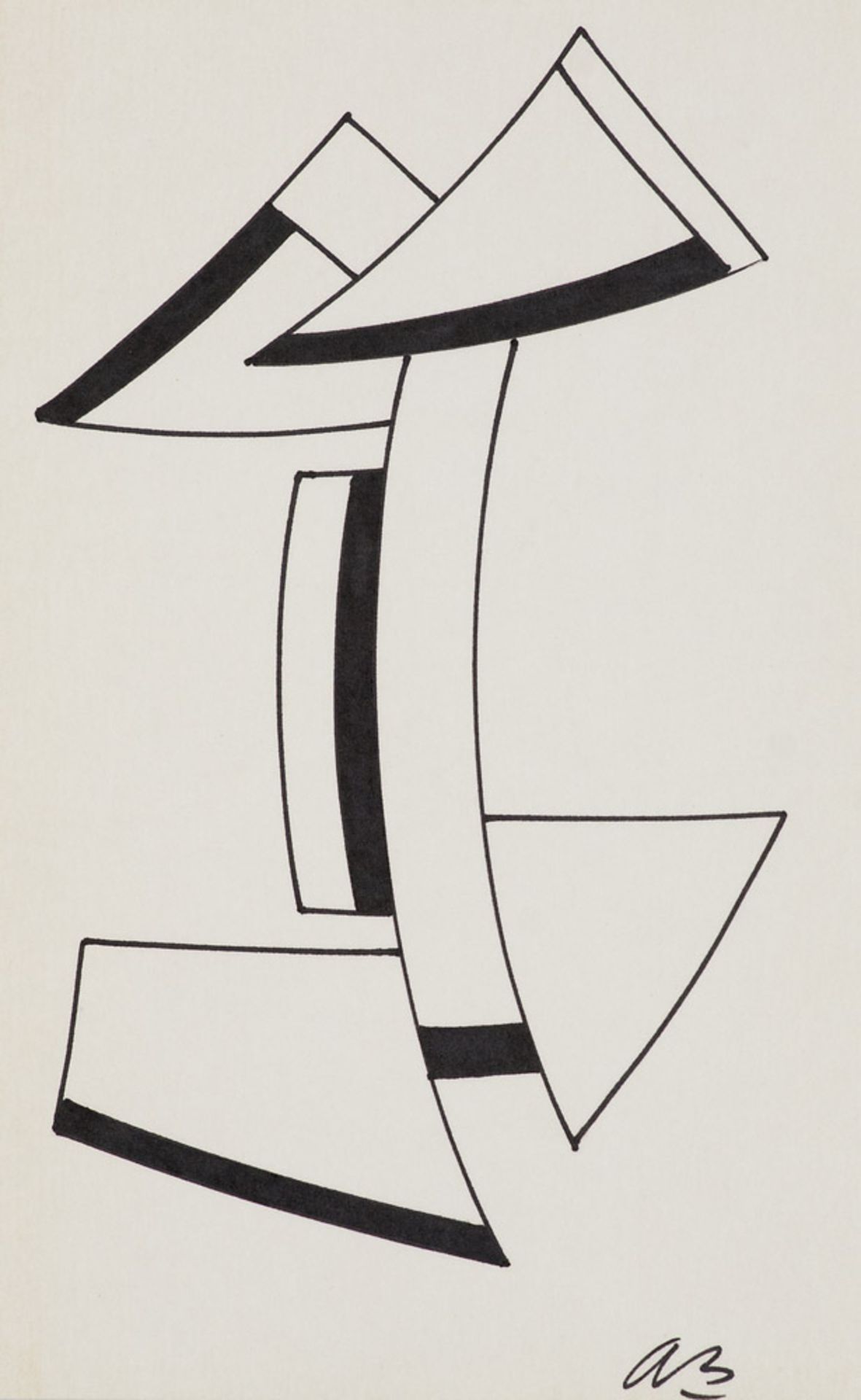 Béöthy-Steiner, Anna. o.T. (Abstrakte geometrische Komposition) (1966). Filzstiftzeichnung auf