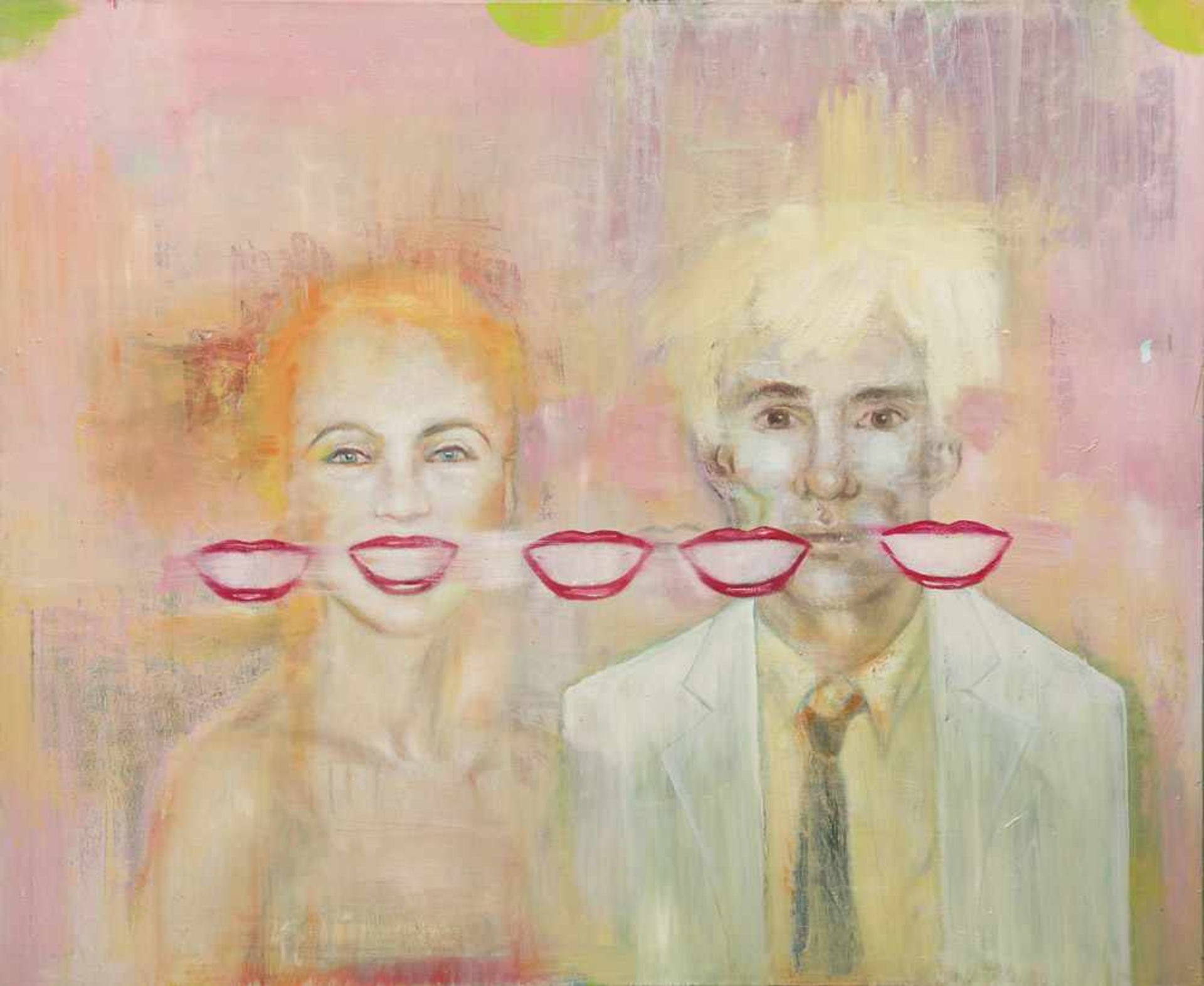 Dehne, Pia. (1964 Düsseldorf - lebt u. arbeitet in New York). Self with Andy Warhol. Acryl auf