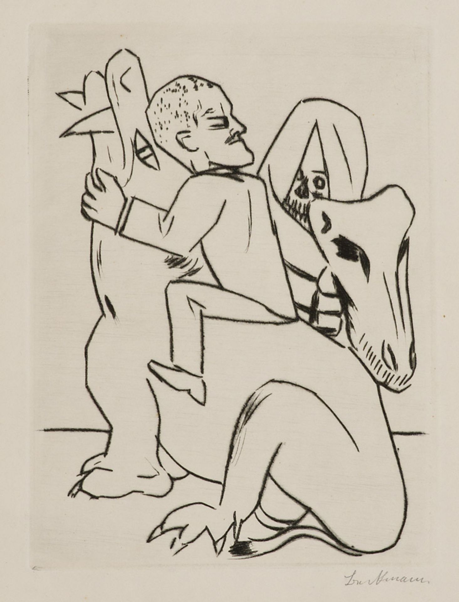Beckmann, Max. (1884 Leipzig - 1950 New York). Blatt 4 aus "Ebbi". 1924. Kaltnadelradierung auf