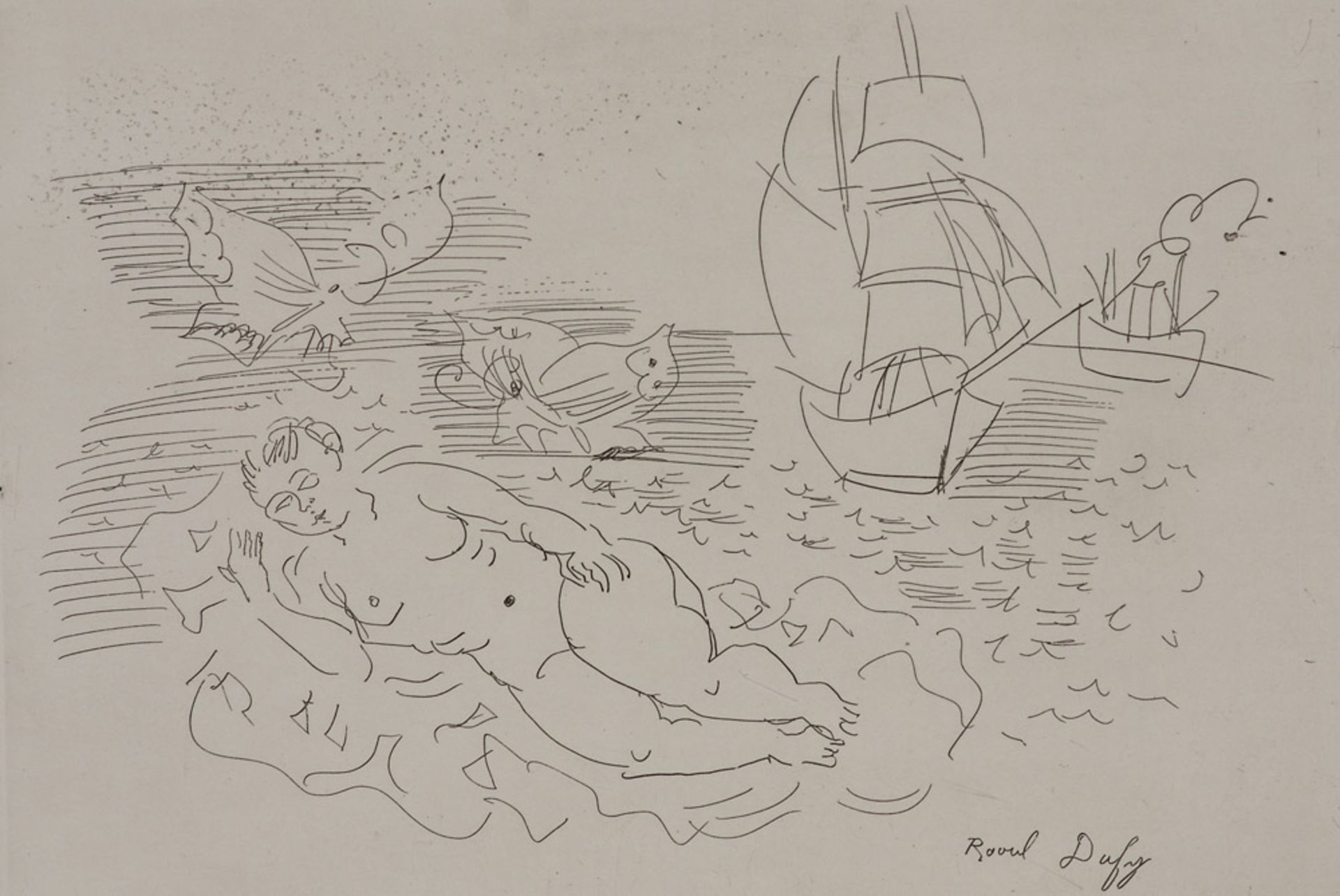 Dufy, Raoul u.a. (1877 Le Havre - 1953 Forcalquier)Set aus 2 Graphiken von Raoul Dufy und André