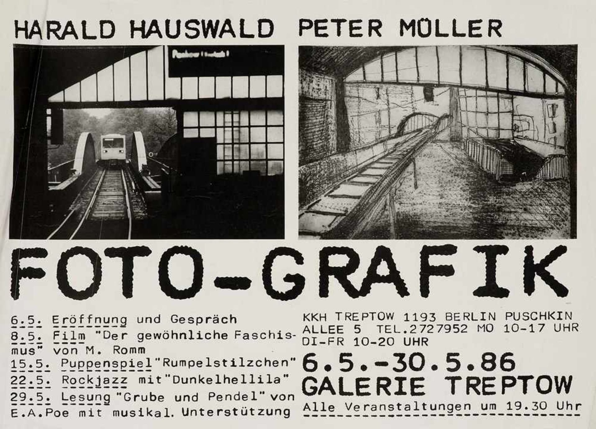 Hauswald, Harald (1954 Radebeul)Set aus 1 Photographie und 1 Plakat "Foto-Grafik". 1986. Die