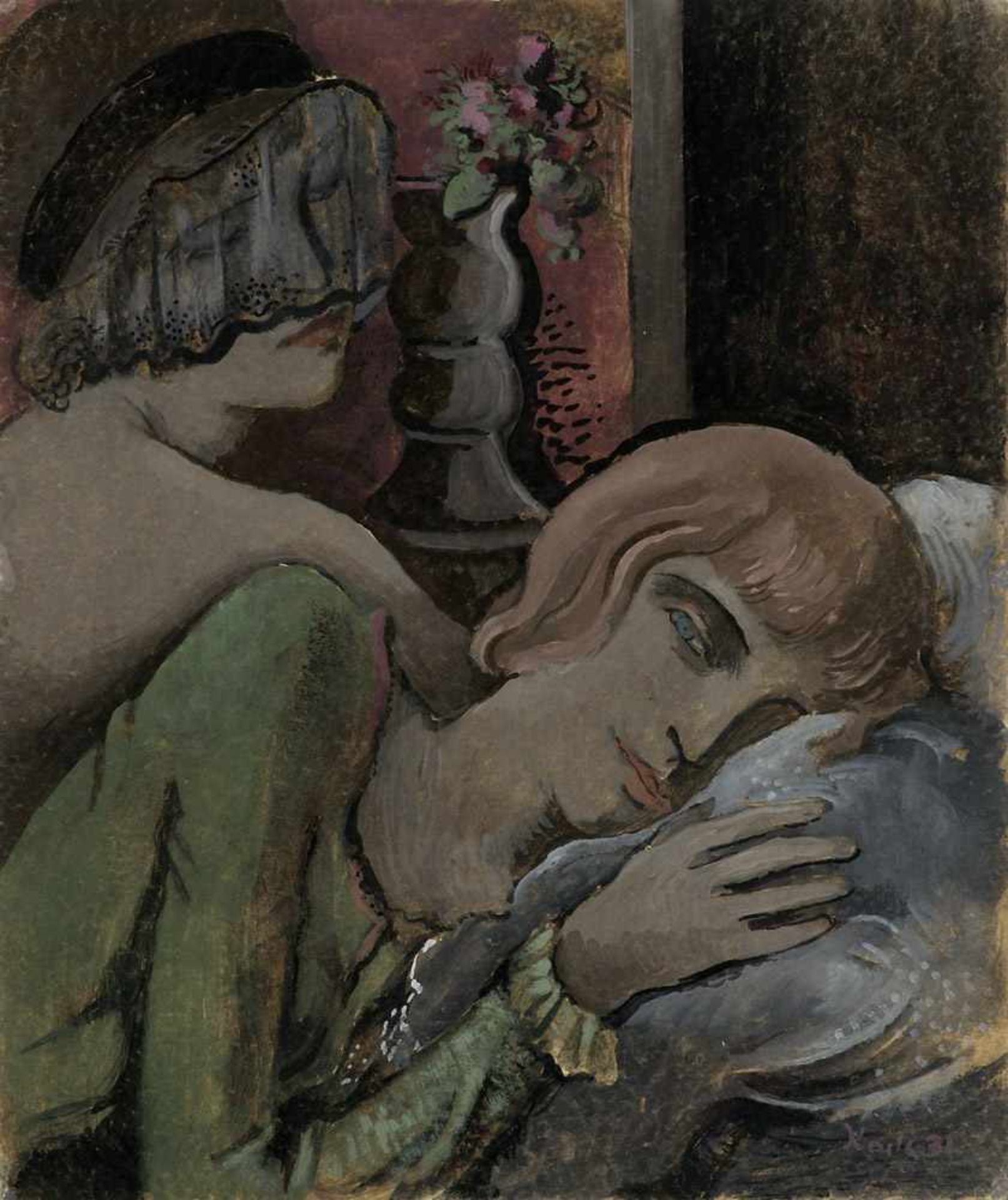 Kock, Mac. (1897 - 1946). o.T. Frau. 1931. Gouache auf kräftigem Bütten. 45,5 x 38 cm. Im Motiv