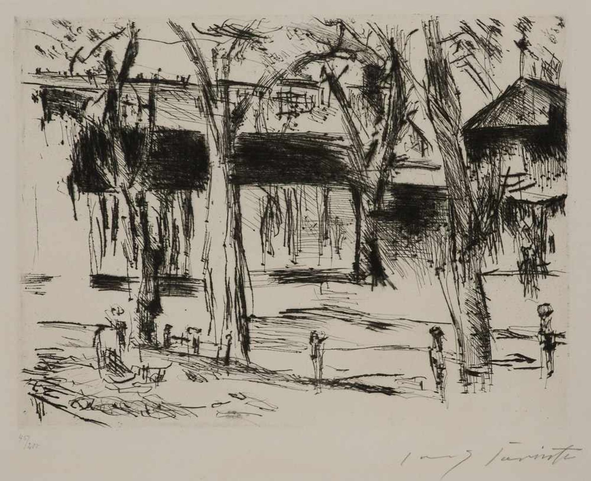 Corinth, Lovis. (1858 Tapiau - 1925 Zandvoort). Bahnhof Tiergarten. 1920/ 21. Radierung auf Vergé.