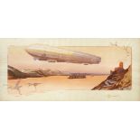 Zeppelin - - Gamy (d.i. Marguerite Montaut). 2 Pochoir-Lithographien. Ca. 1909.