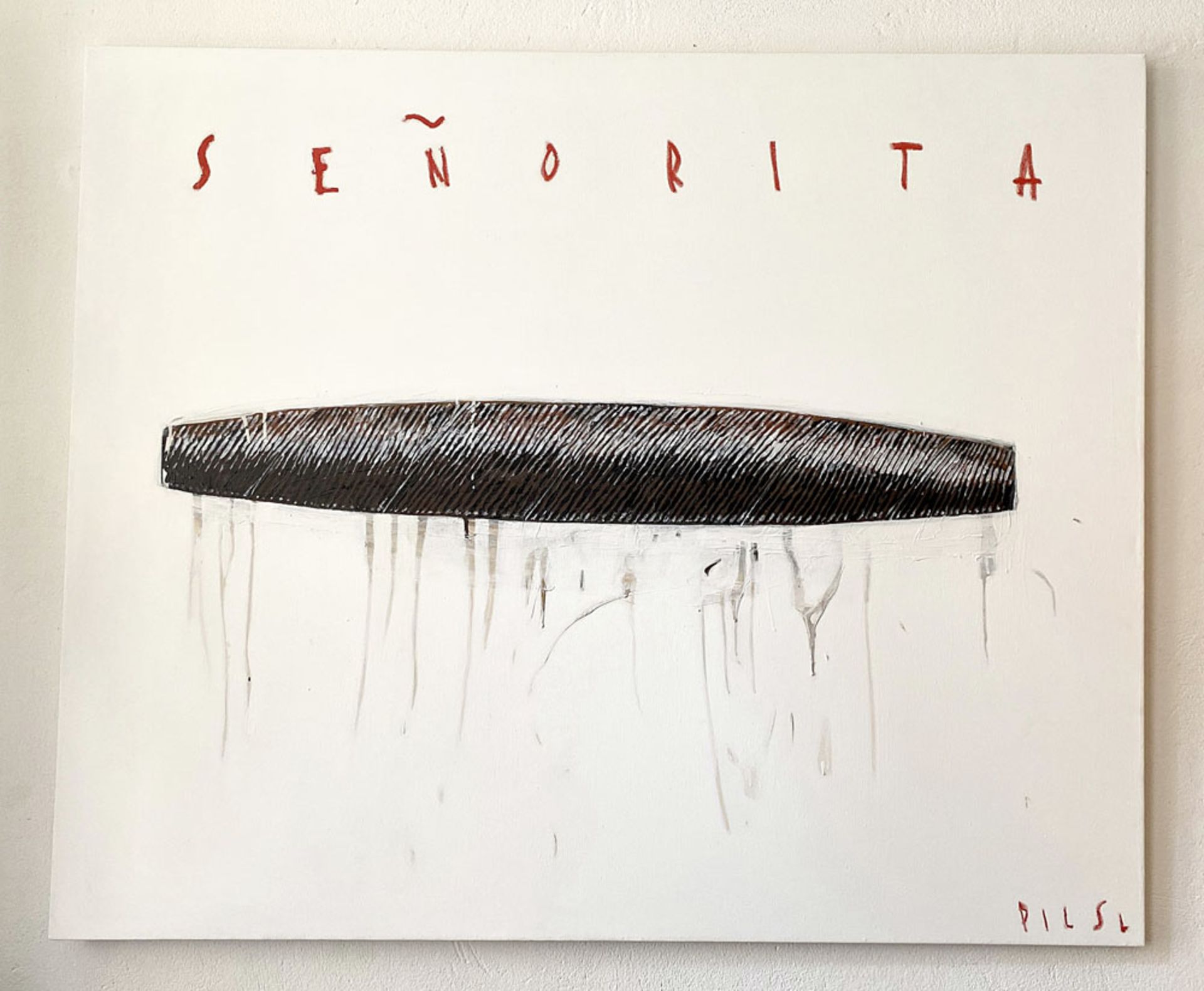 137 - - Patrick Pilsl. Senorita. 1997. Acryl und Ölkreide auf Leinwand. Unikat. 120 x