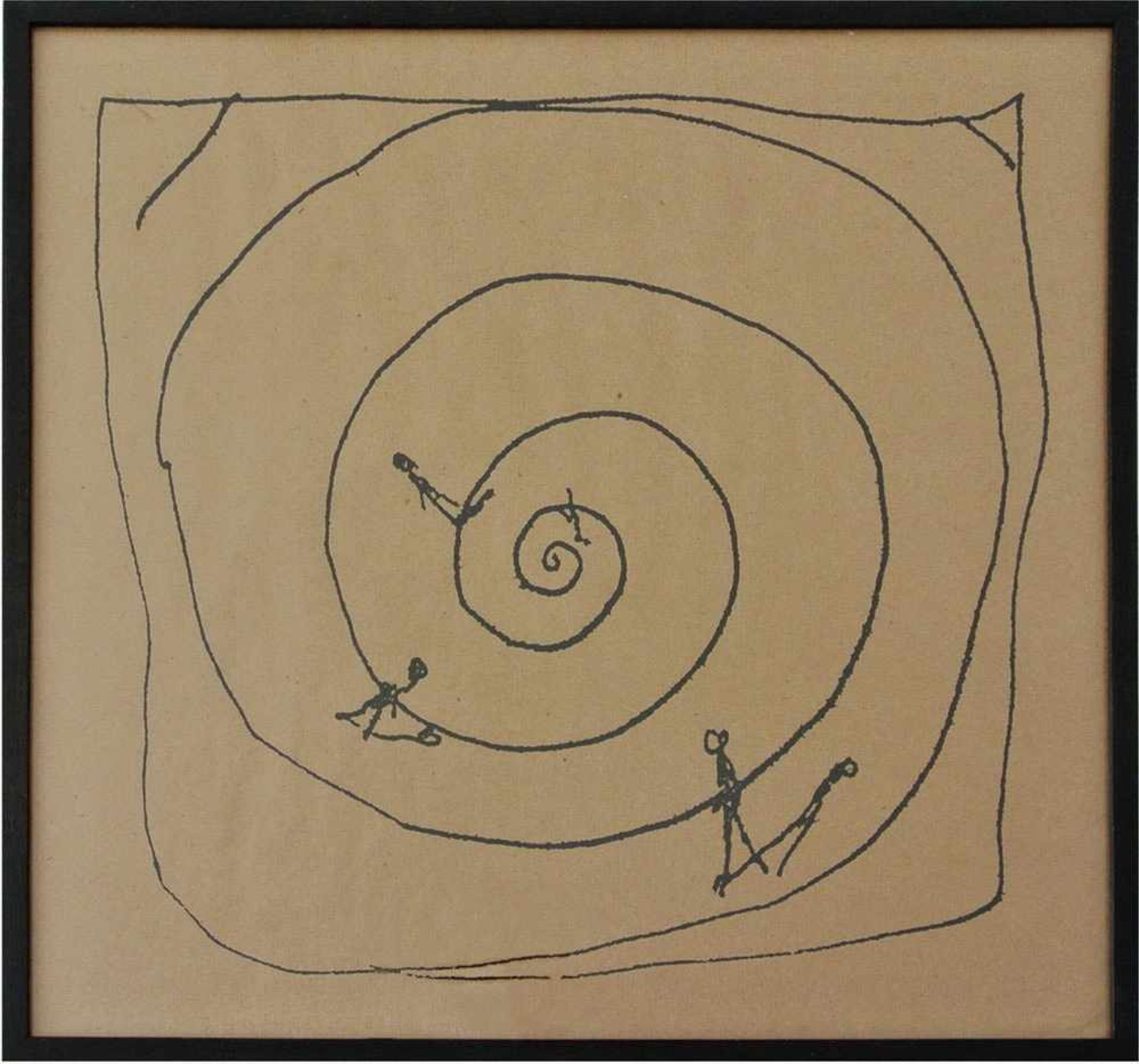 395 - - Walter Dahn. "Spirale". 1986. Druck (vergriffen). 61.2 x 61.95 cm. Gerahmt.