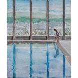 197 - - Dénesh Ghyczy. Pool. 2020. Acryl auf Karton, gerahmt. 61 x 51 cm.