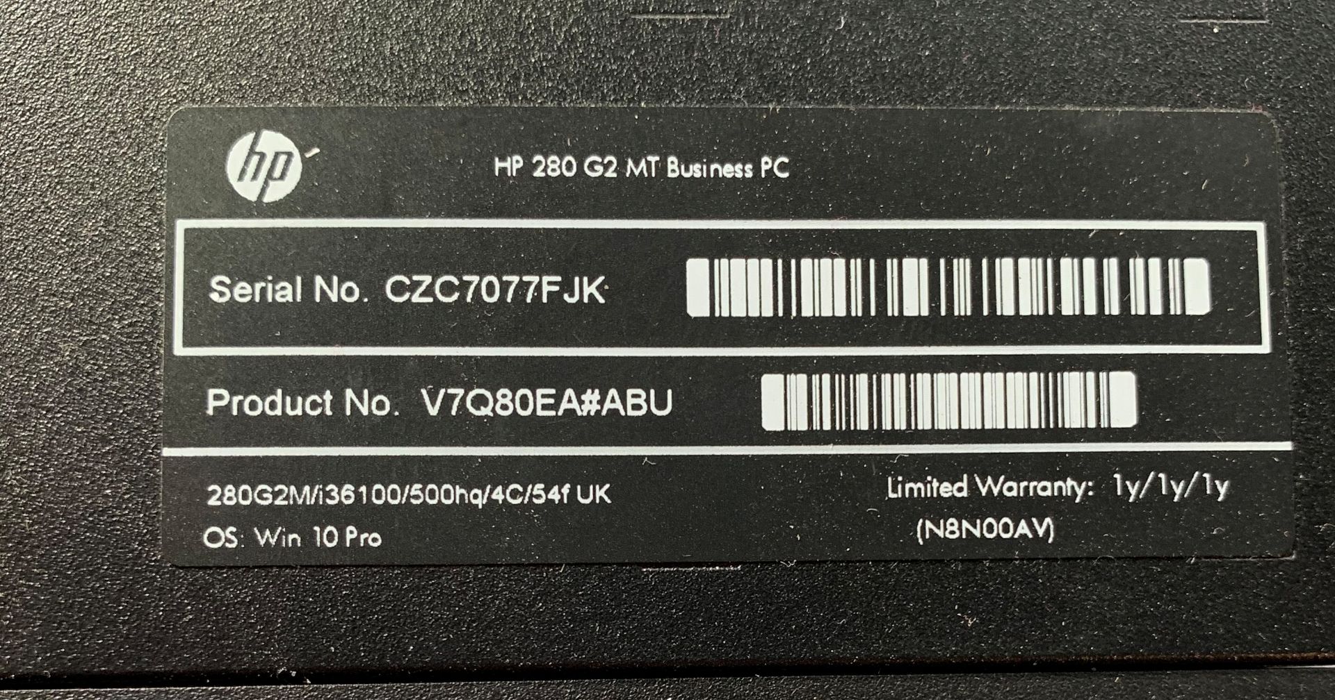 HP 280 G2 MT Desktop Computer | Intel Core i3-6100 3.70GHz - Image 3 of 3