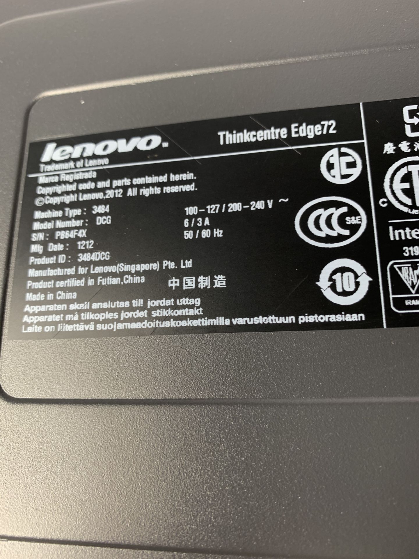 Lenovo Thinkcentre Edge72 Desktop Computer | Intel Core i3-3220 3.30GHz - Image 3 of 3