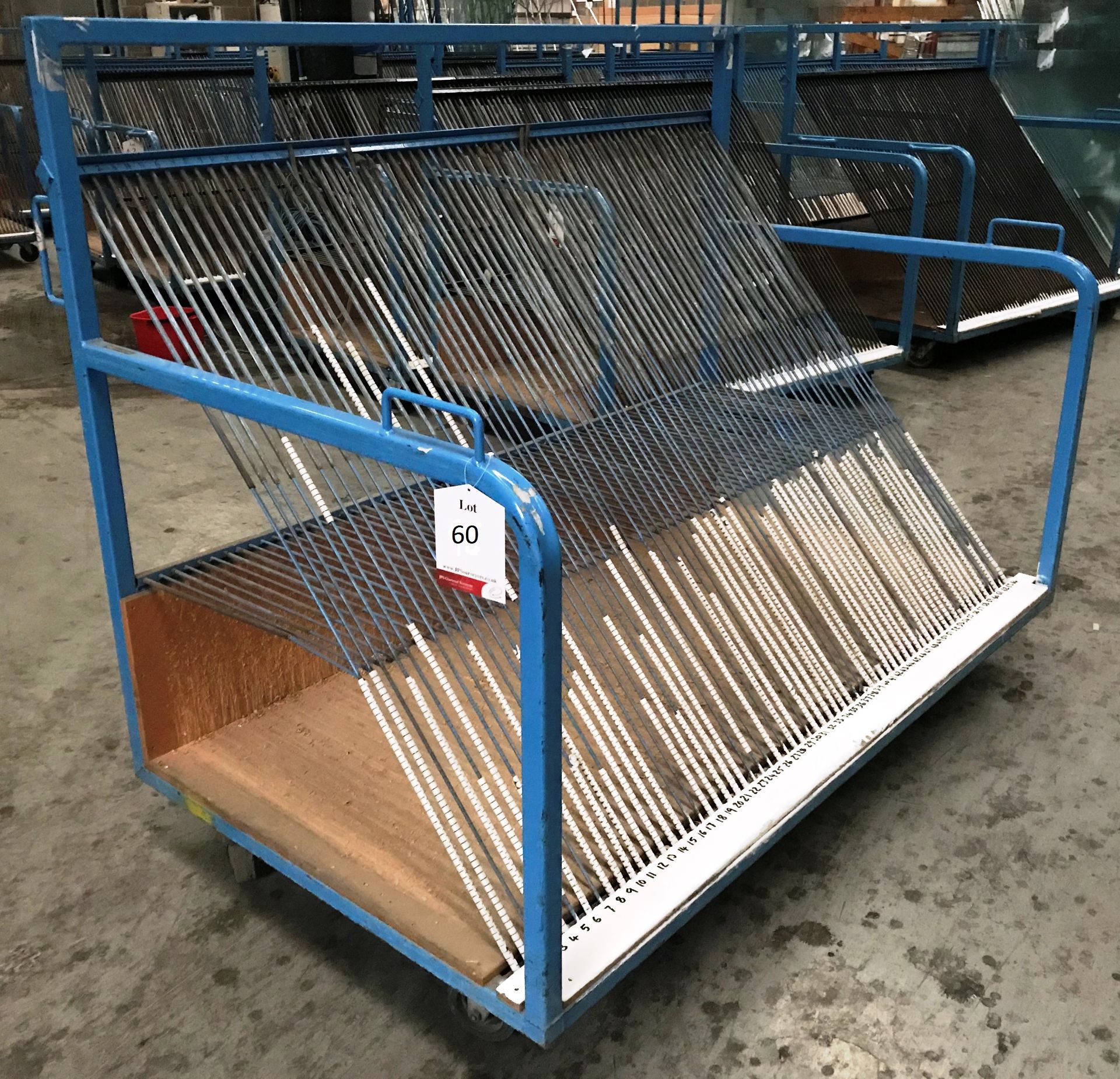 64 Slot Mobile Glass Trolley w/ Vertical Mounted Handles