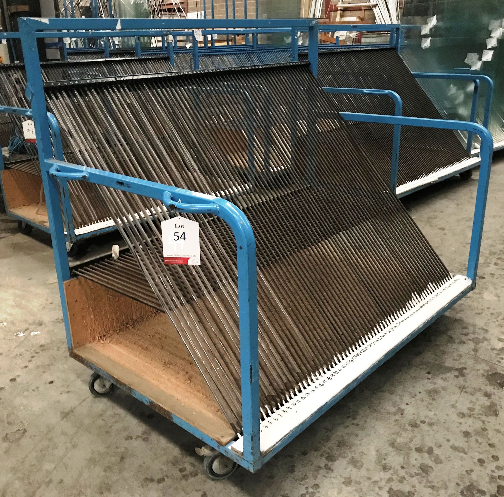 64 Slot Mobile Glass Trolley w/ Side Mounted Handles