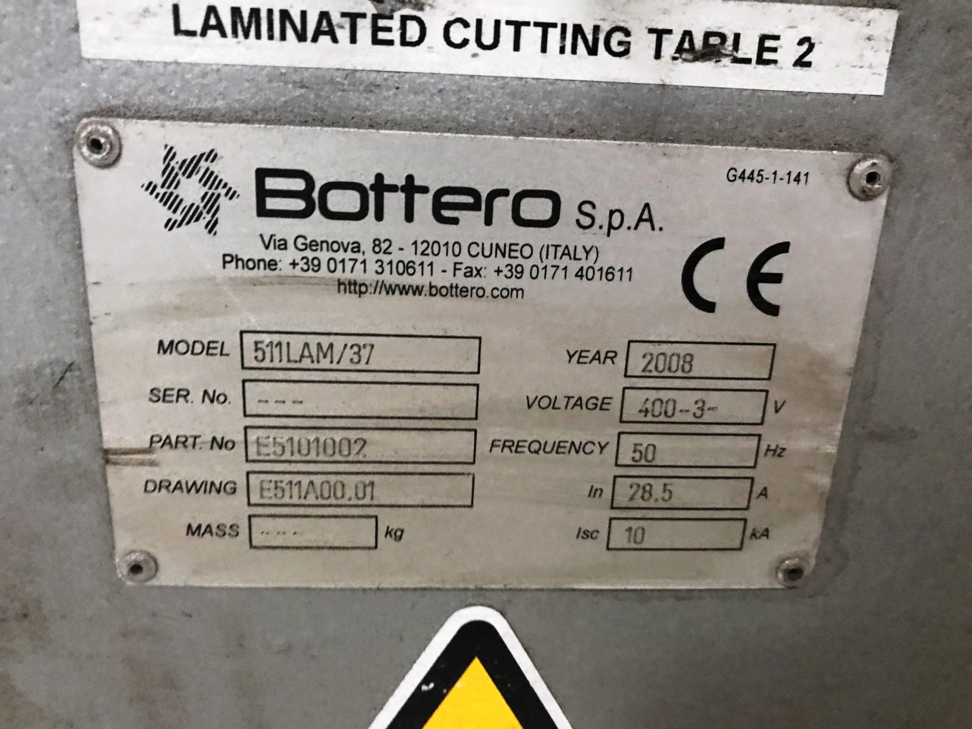 Bottero 511 LAM 37 Semi Auto Laminated Glass Cutting Table | YOM: 2008 - Image 5 of 10