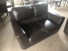 2 Seater Faux Leather Couch in Brown