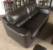 2 Seater Faux Leather Couch in Brown