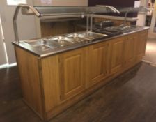 Stainless Steel Buffet/Self Serving Station w/ Wooden Front & Glass Top