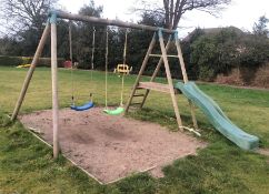 Wooden Swing Set w/ Slide & Platform | 300cm x 220cm