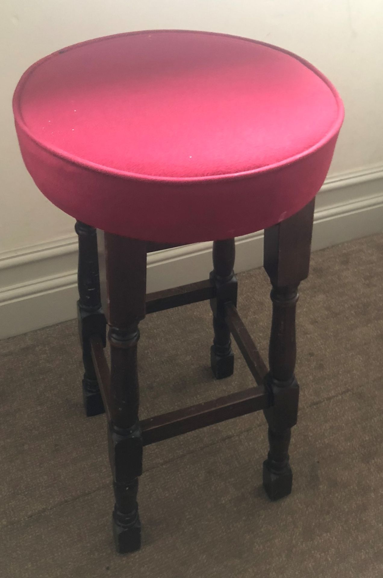 6 x Fabric Cushioned Bar Stools in Red - Image 2 of 2