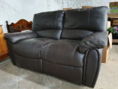 2 Seater Faux Leather Recliner Couch in Dark Brown