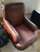 2 x Faux Leather Armchairs in Brown