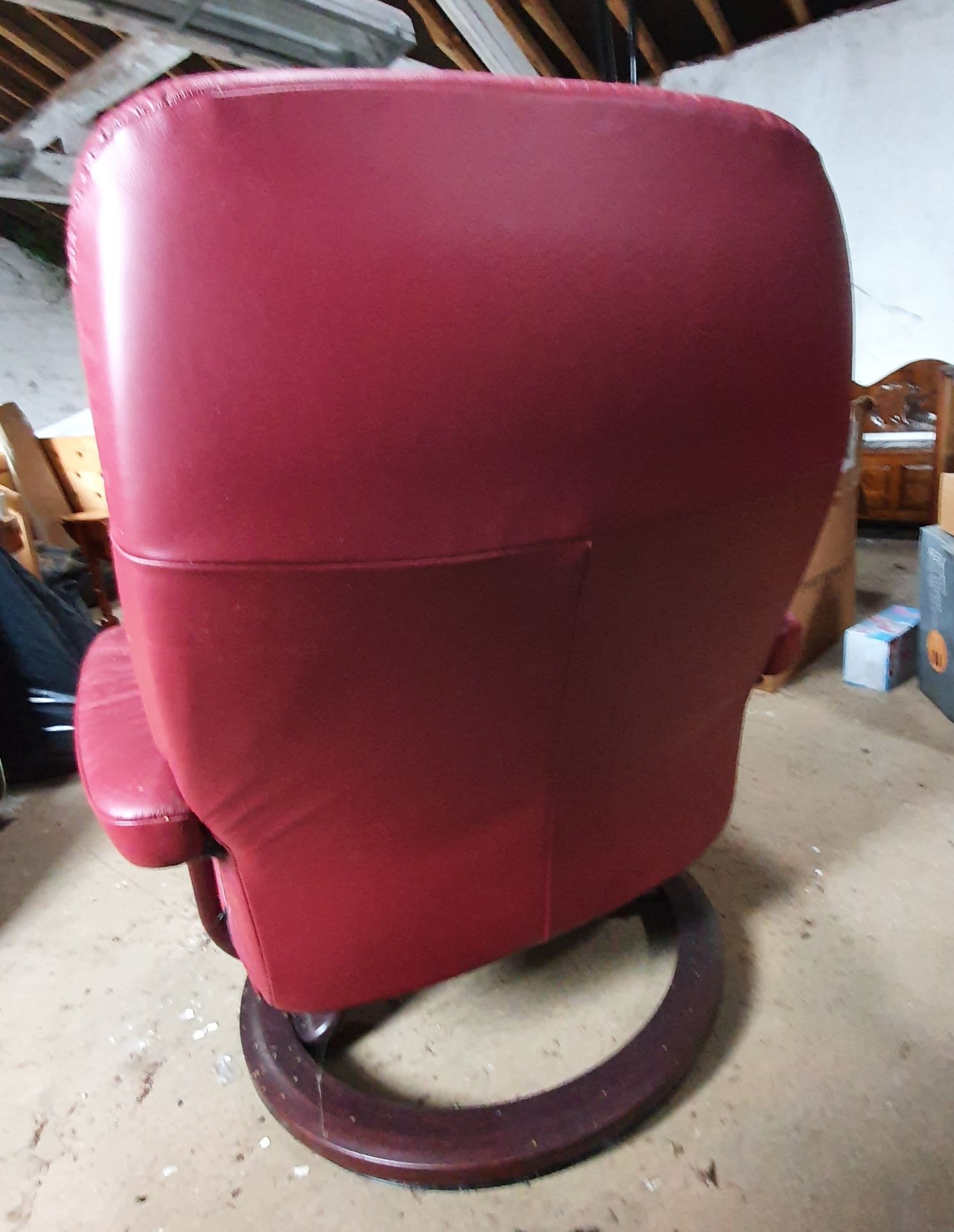 Faux Leather Recliner Armchair w/ Foot Stool & Swivel Table - Image 3 of 3