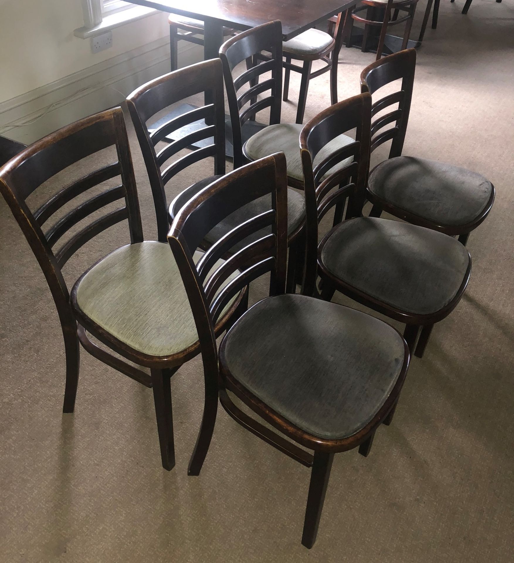 6 x Wooden Dining Chairs w/ Cushioned Seating - Image 2 of 3