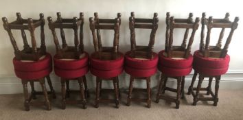 12 x Fabric Cushioned Bar Stools in Red