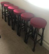 6 x Fabric Cushioned Bar Stools in Red