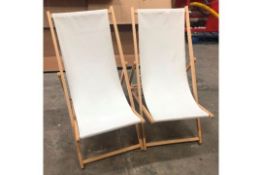 3 x White Wooden Deck Chairs