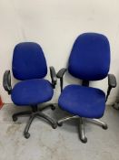 2 x Blue Fabric Office Chairs