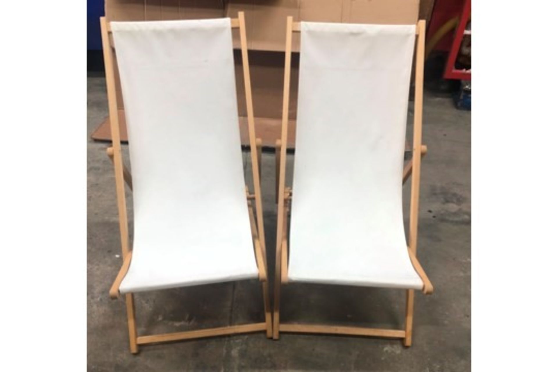 3 x White Wooden Deck Chairs - Image 2 of 2